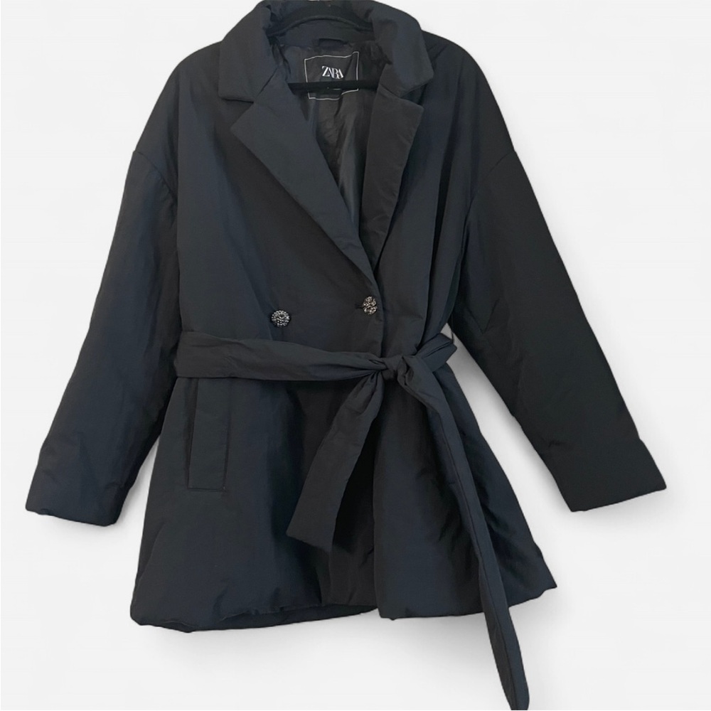 ZARA QUILTED DOUBLE BREASTED JEWEL BUTTON JACKET